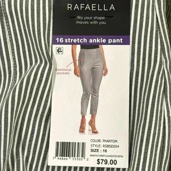 Rafaella stretch ankle pant, size 16,  NWT - Picture 4 of 7